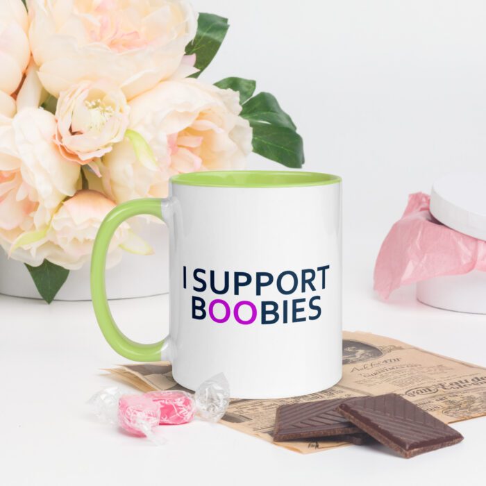 I Support Boobies - Mug with Color Inside - Image 10