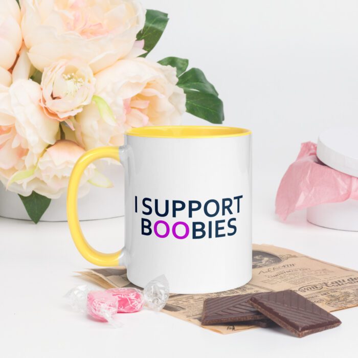 I Support Boobies - Mug with Color Inside - Image 13