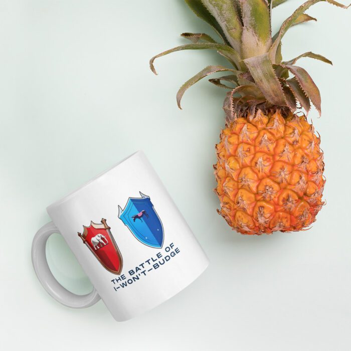 Battle of I-Won't-Budge - White glossy mug
