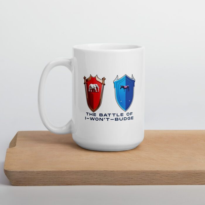 Battle of I-Won't-Budge - White glossy mug
