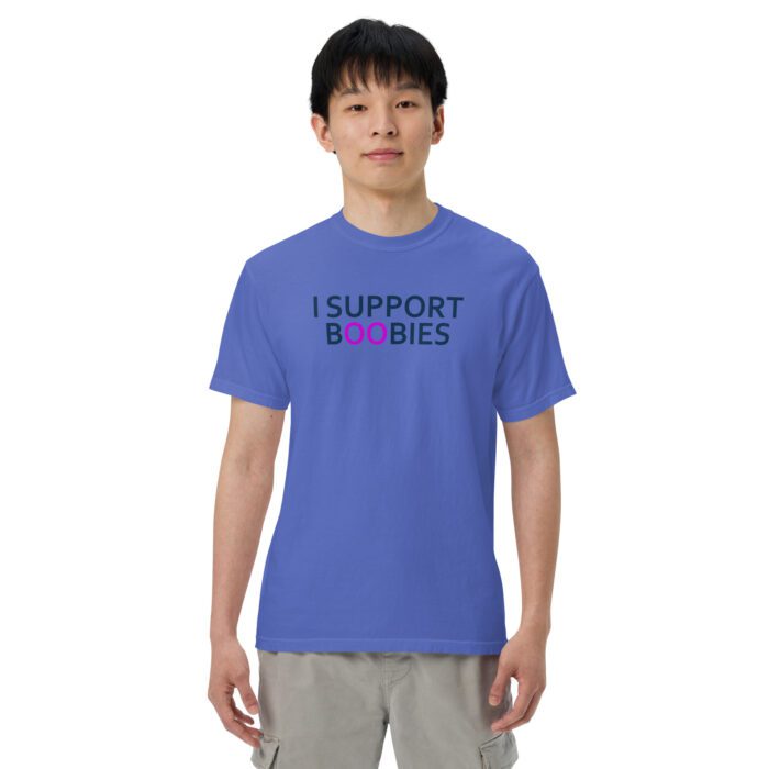 I Support Boobies - Unisex garment-dyed heavyweight t-shirt - Image 5