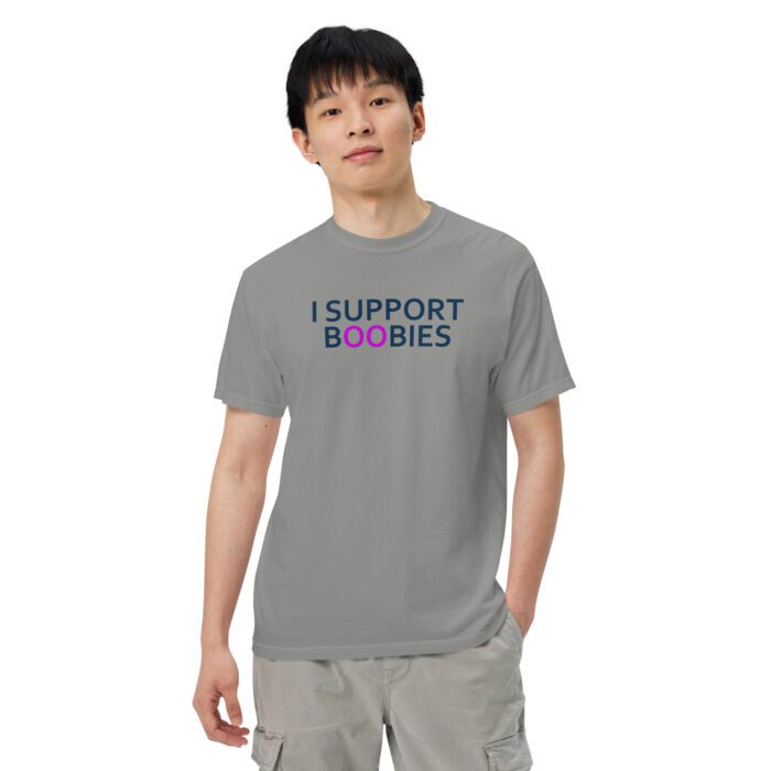 I Support Boobies - Unisex garment-dyed heavyweight t-shirt - Image 9