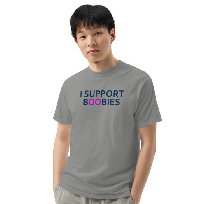 I Support Boobies - Unisex garment-dyed heavyweight t-shirt - Image 10