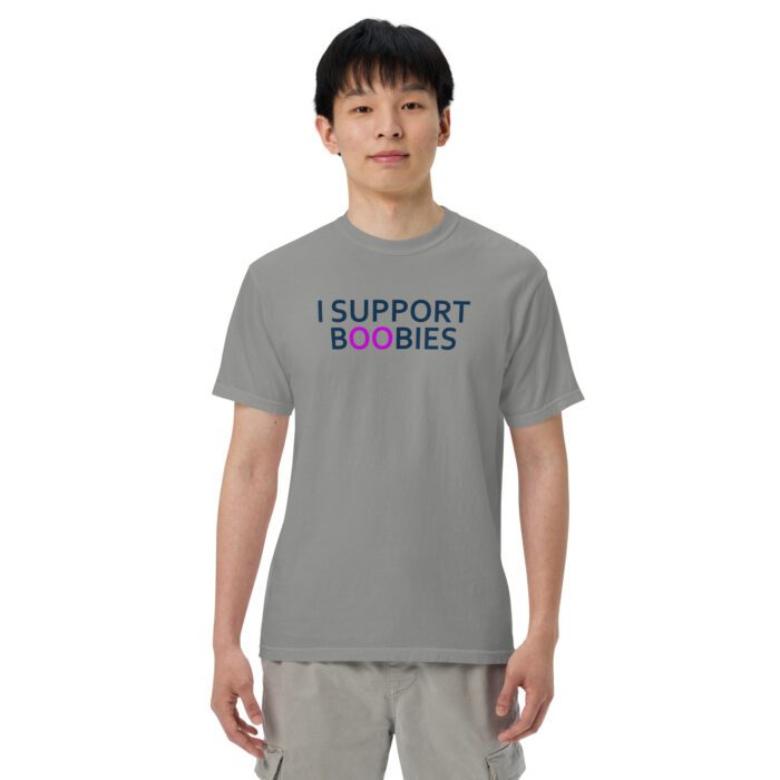 I Support Boobies - Unisex garment-dyed heavyweight t-shirt - Image 8