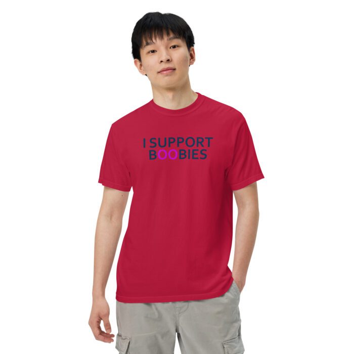 I Support Boobies - Unisex garment-dyed heavyweight t-shirt - Image 3