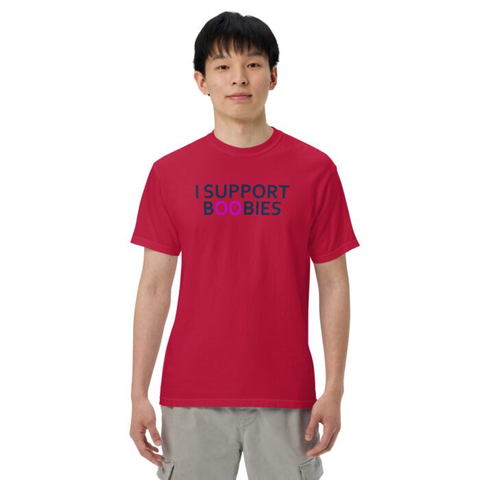 I Support Boobies - Unisex garment-dyed heavyweight t-shirt - Image 2