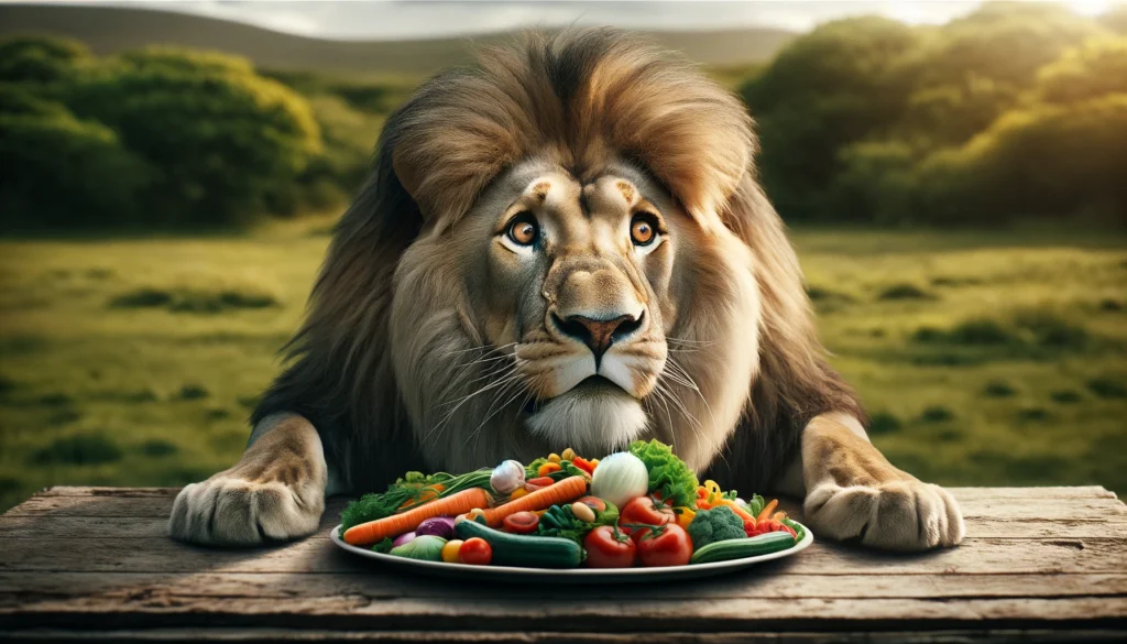 Lion Looking at vegies