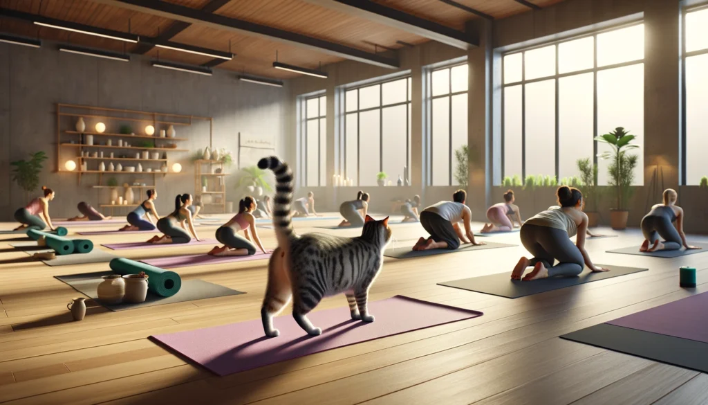 Yoga with cats