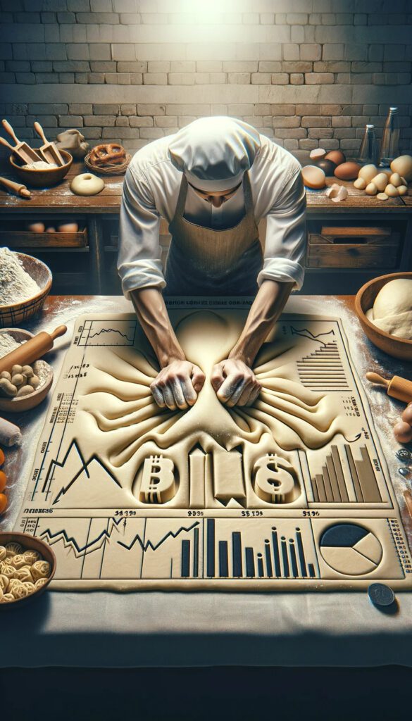 biden as a baker kneading dough