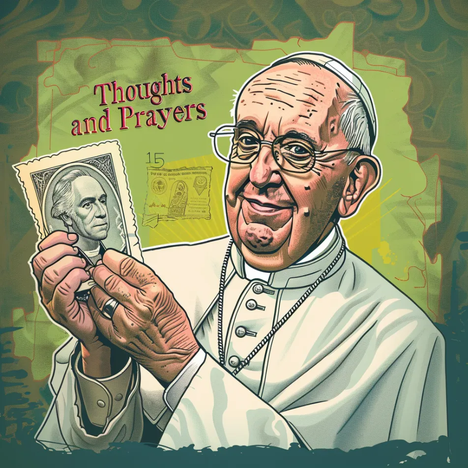 pope Francis hold thoughts and prayer voucher