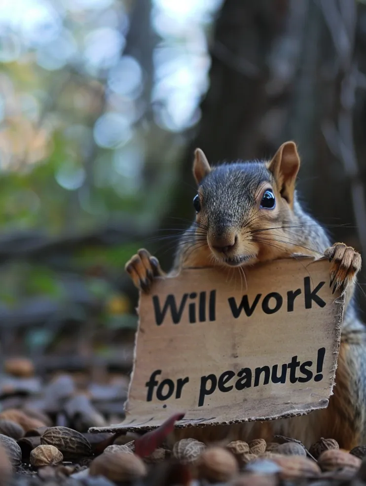 squirrels entertaining humans for peanuts 