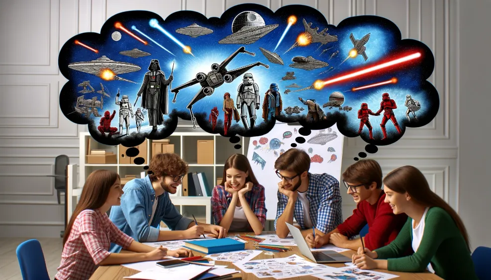 Star Wars-themed thought bubbles showing their excitement and engagement, Edutopia's Jedi mind tricks