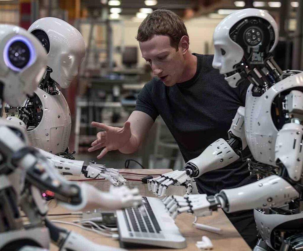 Mark Zuckerberg with Robots, Just Chillin'