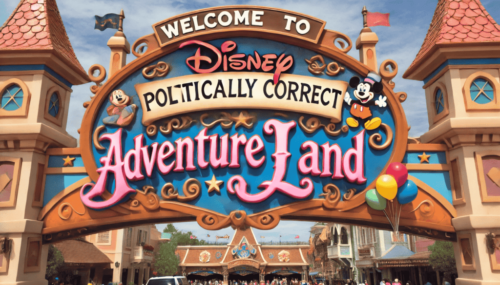 A theme park entrance sign that reads