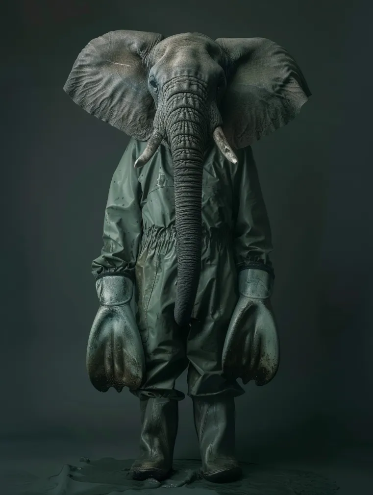 _A_bemused_elephant_wearing_oversized_seal_flippers_and