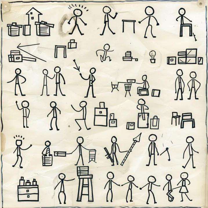 A parody of IKEA instructions showing stick figures assembling various charitable acts, with one figure scratching its head in confusion.
