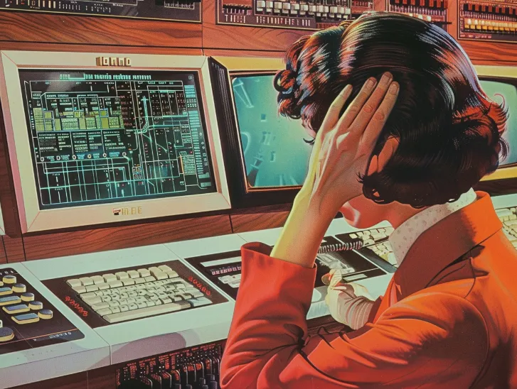 IBM employee scratching their head while staring at a screen filled with indecipherable acronyms