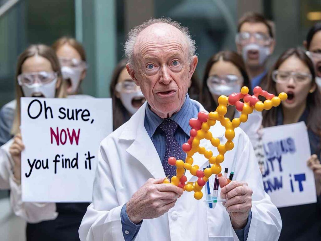 Dr. Watson Holding a DNA Model