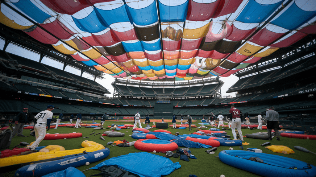 Tampa Bay Rays Tropicana Stadium with new roof, Tropicana Field hurricane damage