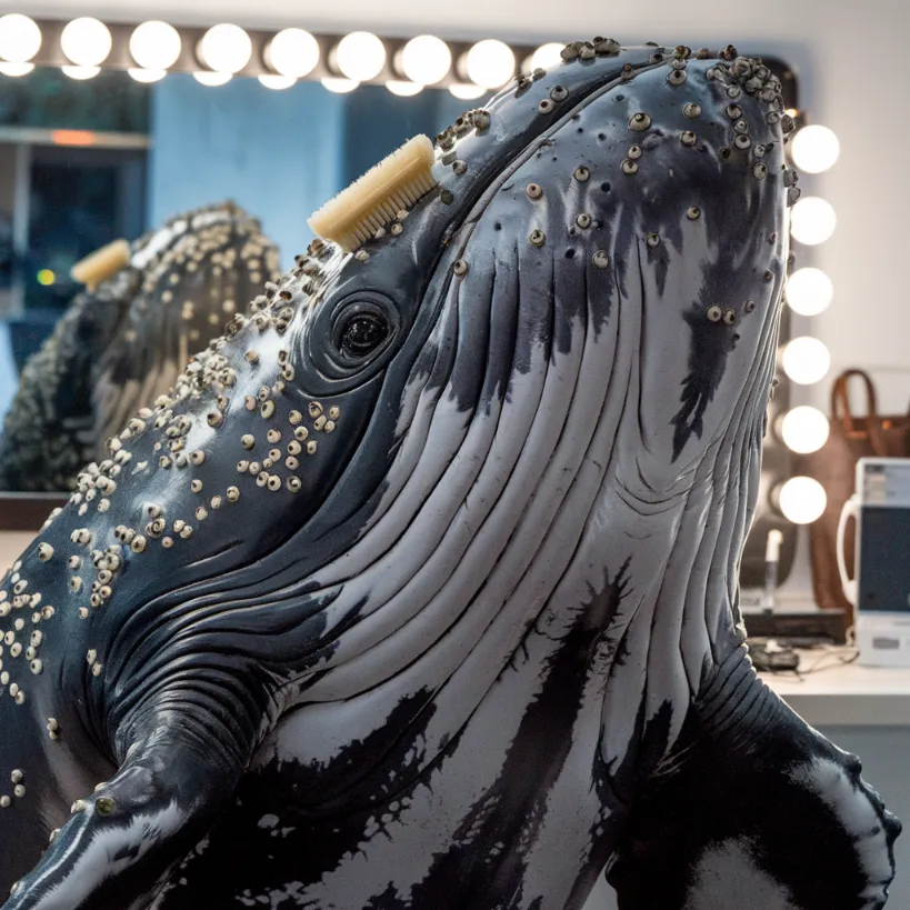 whale social media activism A whale's morning routine Instagram reel featuring their "getting ready" process, including smoothing down their barnacles and practicing their spout shots