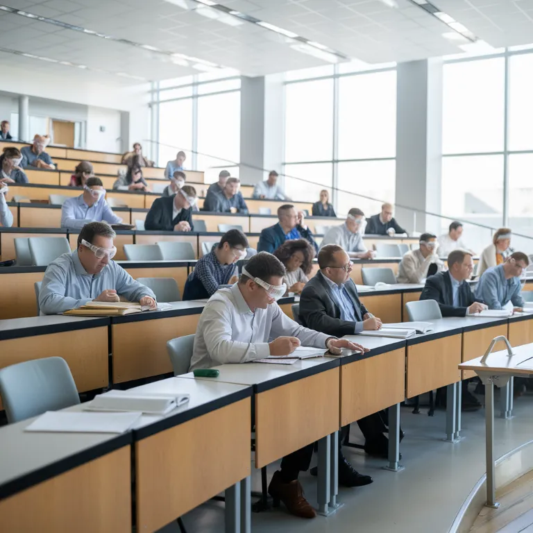 simple research breakthrough Caltech, A lecture hall full of professors learning to sound out words in instruction manuals while wearing safety goggles