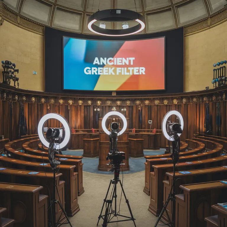 Oxford TikTok controversy, The Oxford Union debate chamber transformed into a TikTok studio, complete with ring lights and "Ancient Greek Filter" options