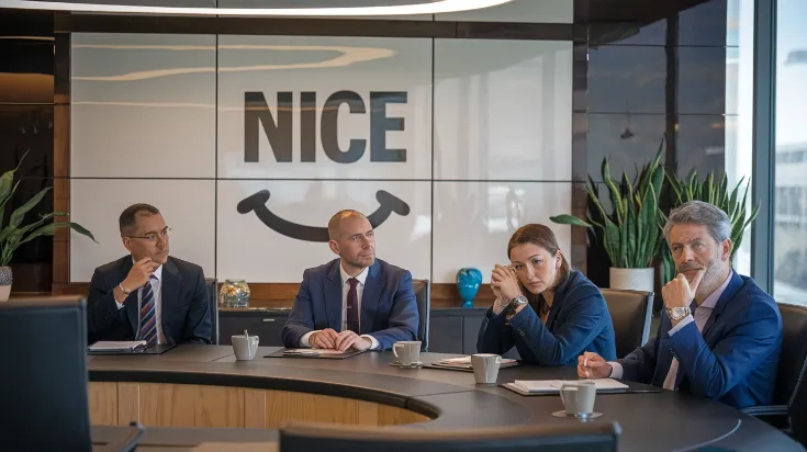 conflict resolution techniques, A luxury conference room where conflict resolution experts are having an existential crisis while staring at a whiteboard containing only a smiley face and the word "Nice"