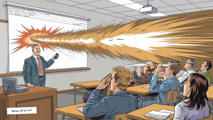 PowerPoint education reform, A PowerPoint slide transition effect so powerful it's causing students' hair to blow back like they're in a wind tunnel
